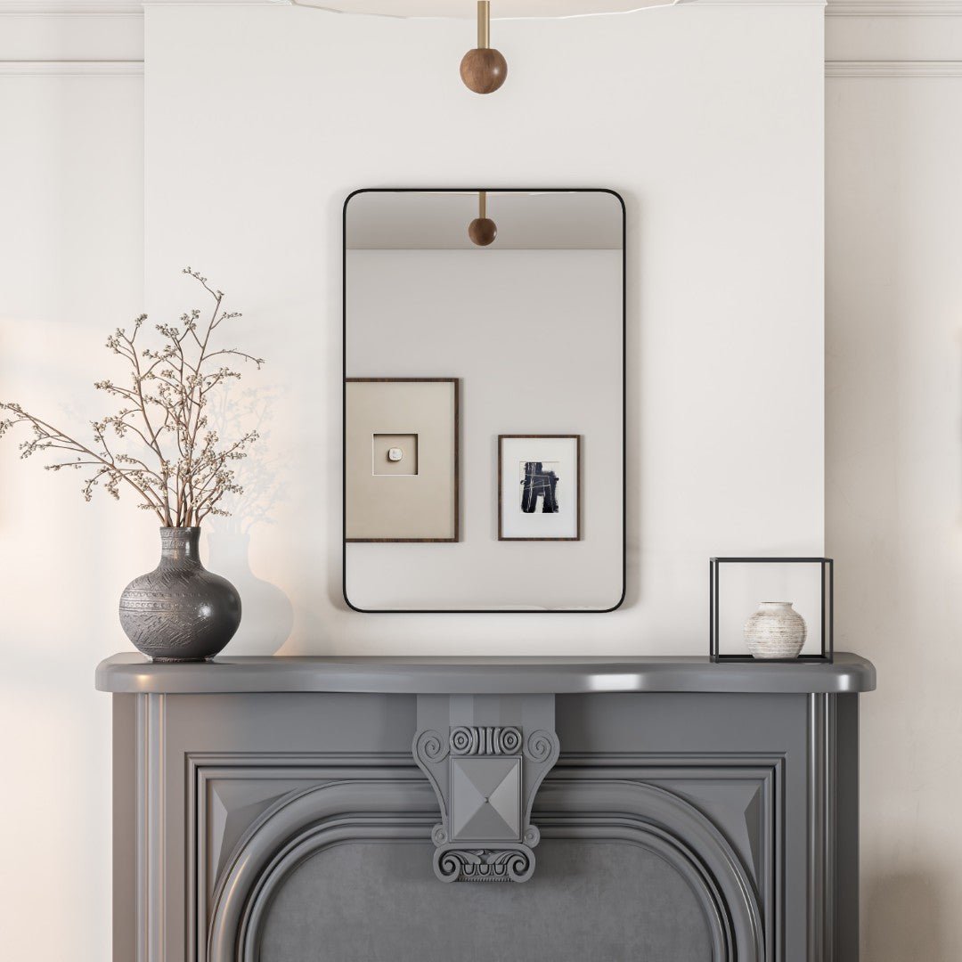 Eviva Harmony 20" x 30" Rectangular Black Metal Framed Mirror - Mirror by Eviva