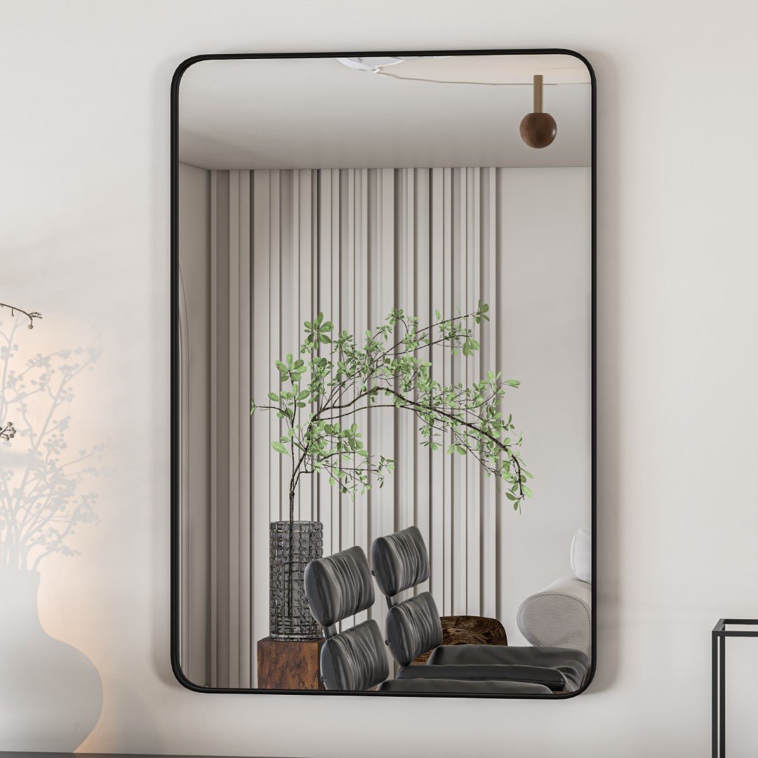 Eviva Harmony 20" x 30" Rectangular Black Metal Framed Mirror - Mirror by Eviva