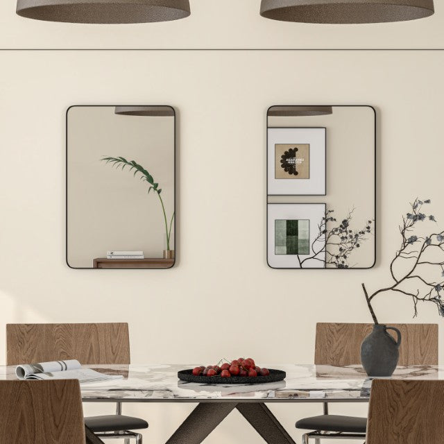 Eviva Harmony 20" x 30" Rectangular Black Metal Framed Mirror