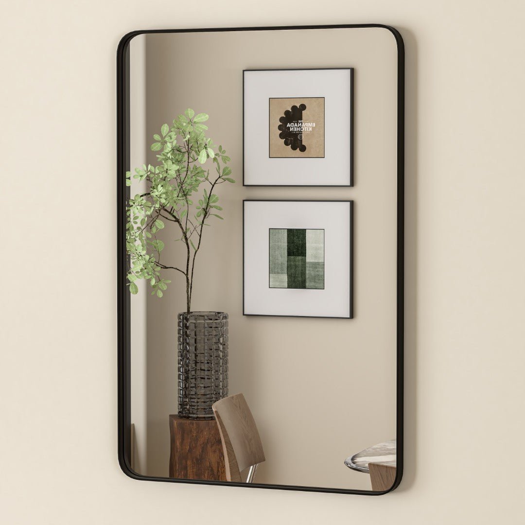 Eviva Harmony 20" x 30" Rectangular Black Metal Framed Mirror - Mirror by Eviva