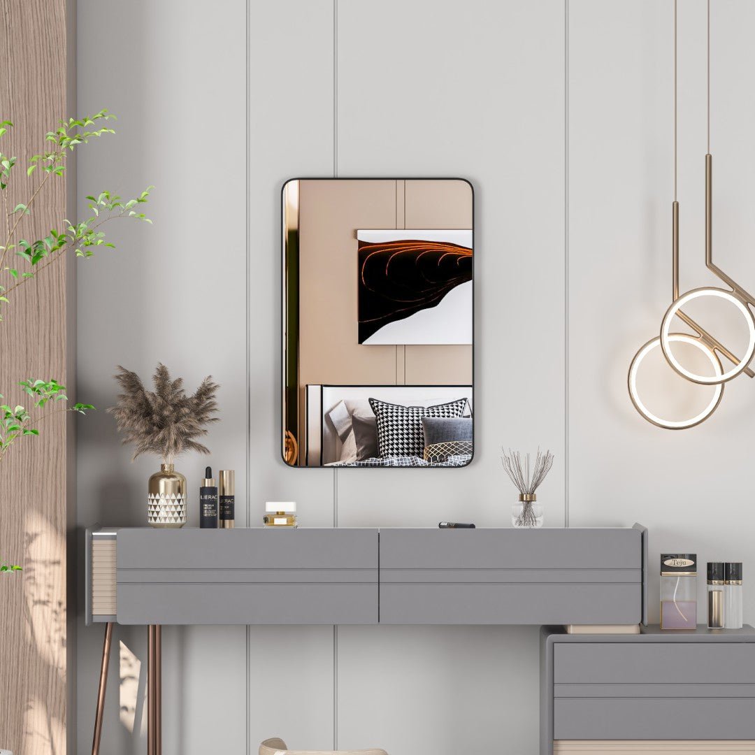 Eviva Harmony 20" x 30" Rectangular Black Metal Framed Mirror - Mirror by Eviva