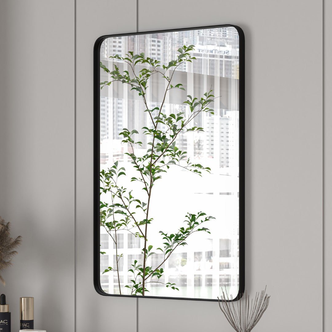 Eviva Harmony 20" x 30" Rectangular Black Metal Framed Mirror - Mirror by Eviva