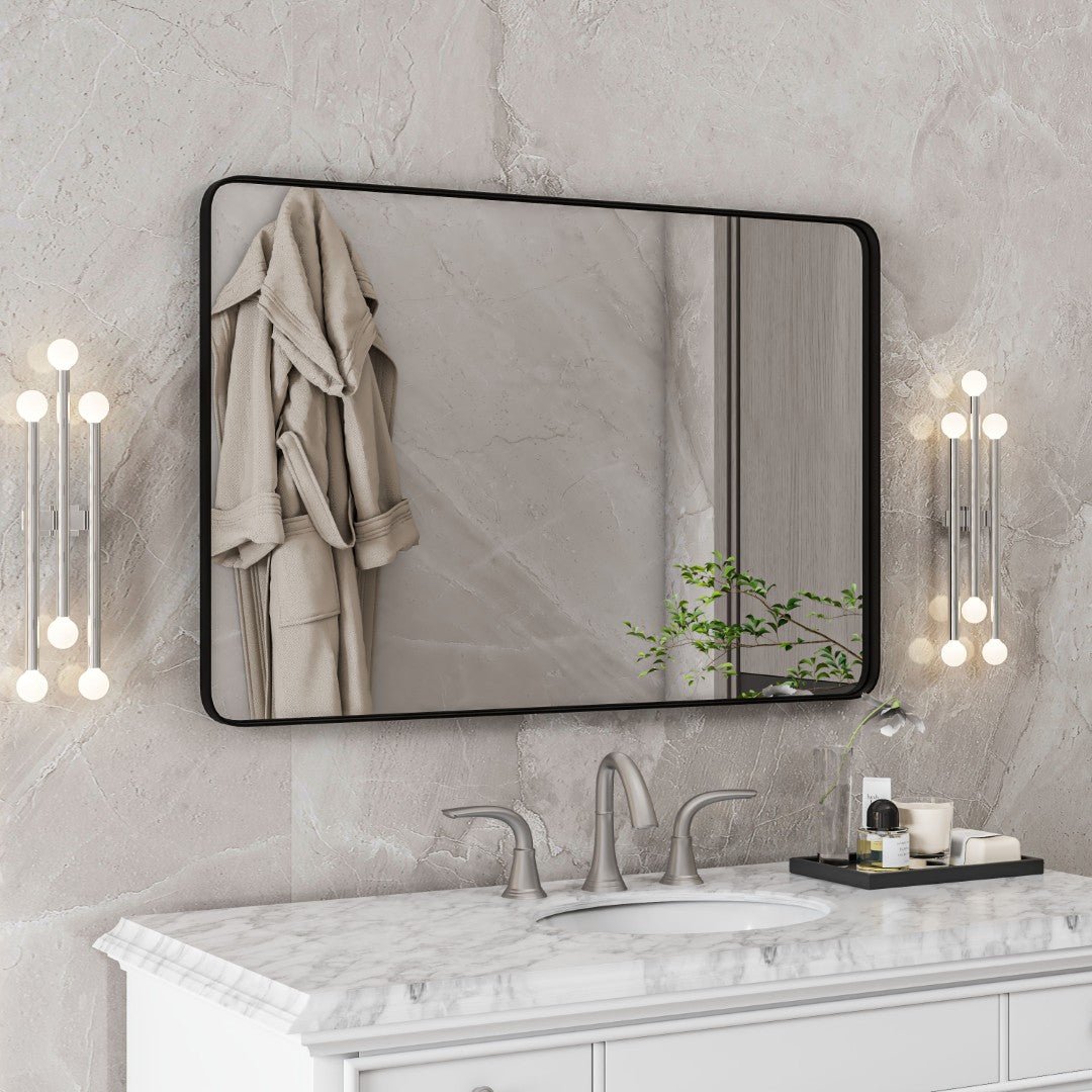 Eviva Harmony 24" x 36" Rectangular Black Metal Framed Mirror - Mirror by Eviva