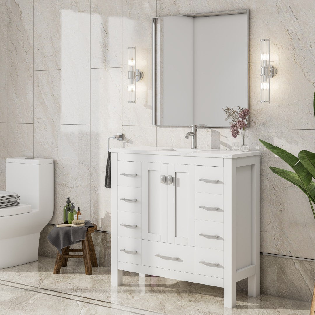 Eviva Vista 30" x 30" Square Brushed Nickel Metal Framed Mirror