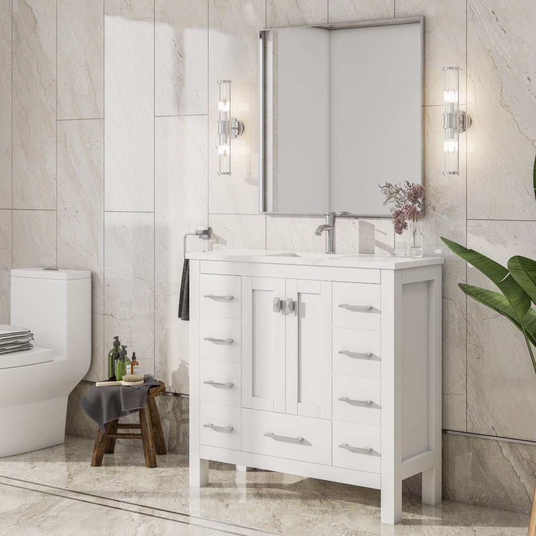 Eviva Vista 30" x 30" Square Brushed Nickel Metal Framed Mirror - Mirror by Eviva