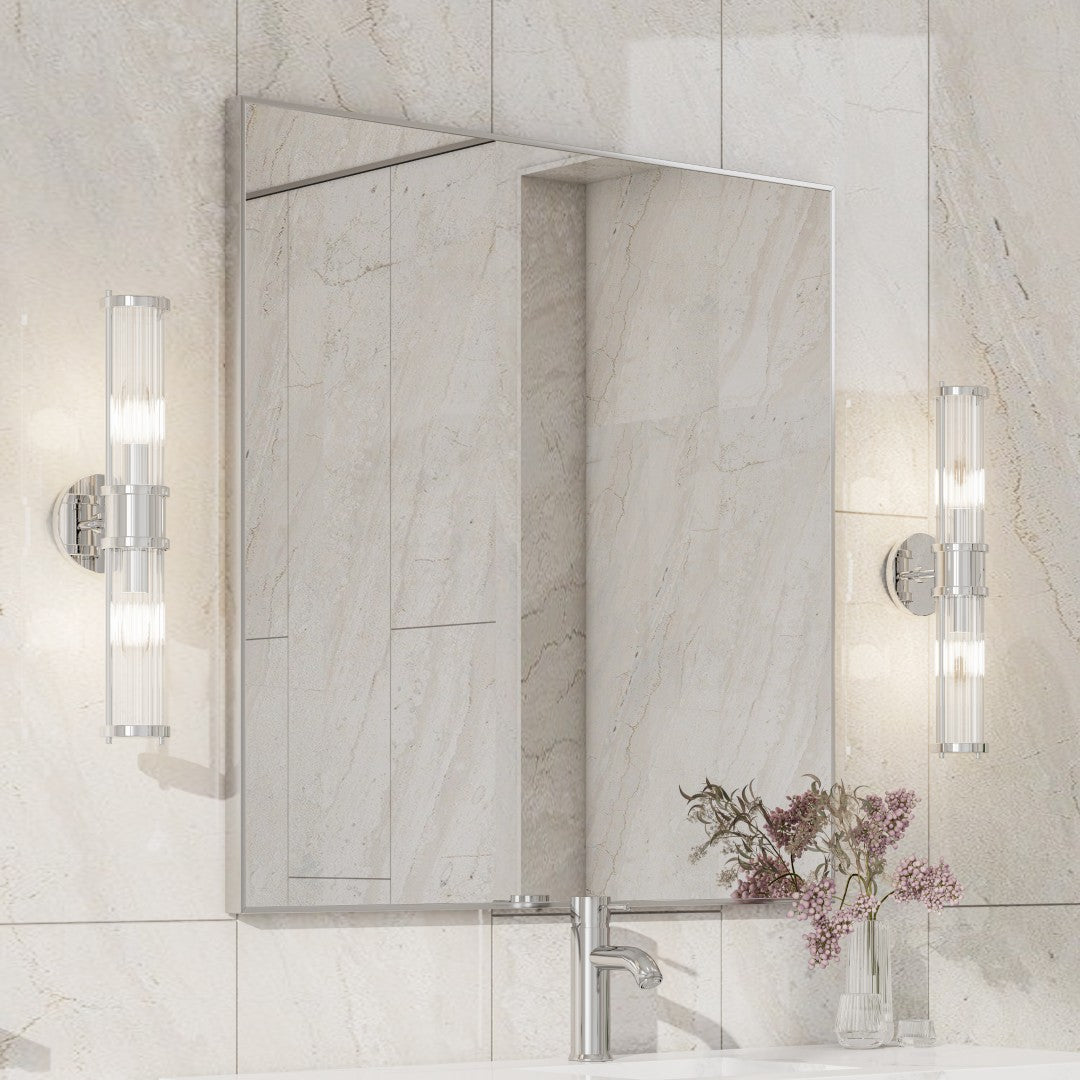 Eviva Vista 30" x 30" Square Brushed Nickel Metal Framed Mirror