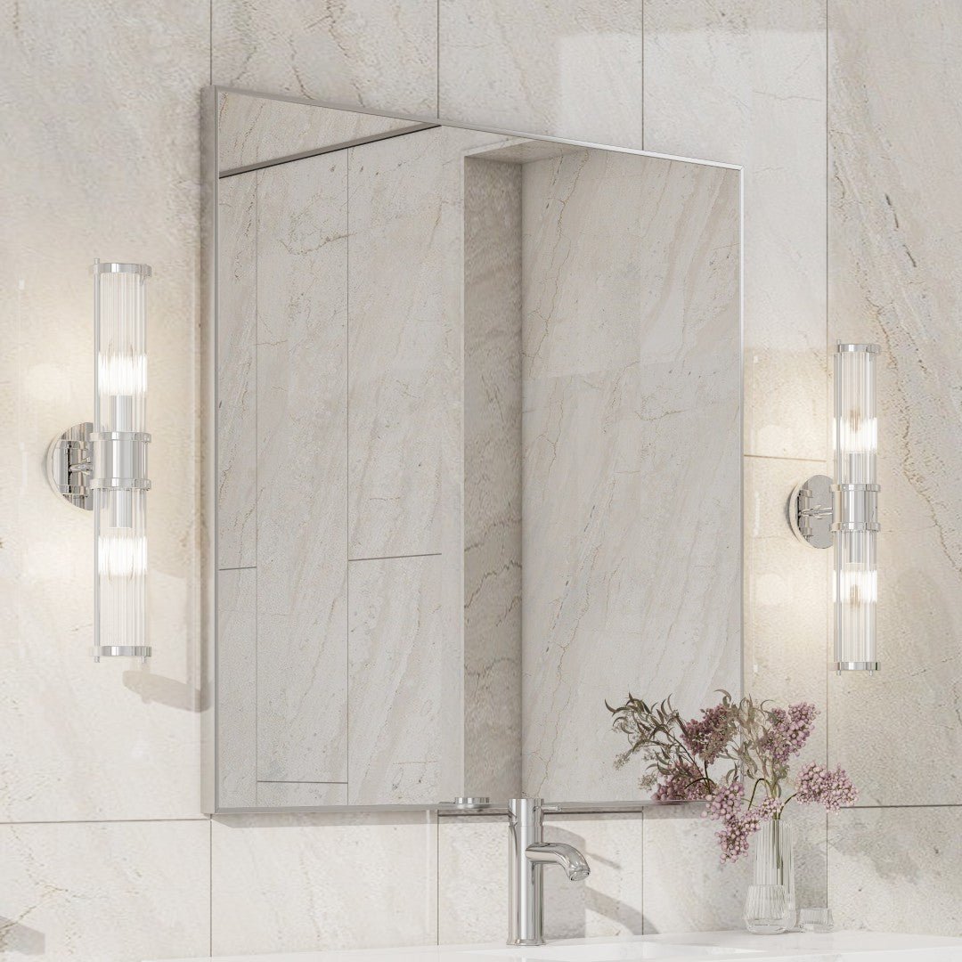 Eviva Vista 30" x 30" Square Brushed Nickel Metal Framed Mirror - Mirror by Eviva
