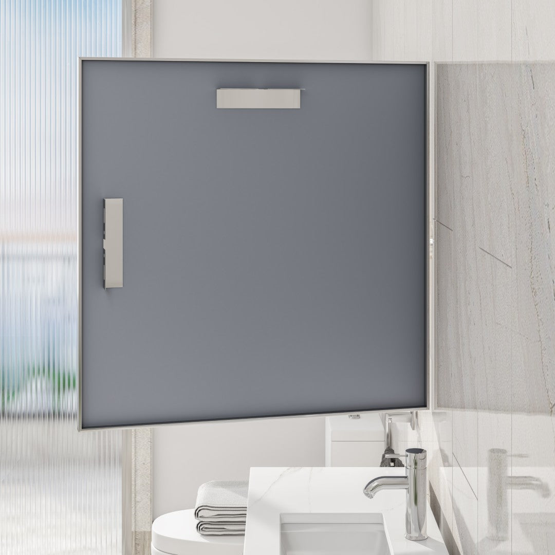 Eviva Vista 30" x 30" Square Brushed Nickel Metal Framed Mirror