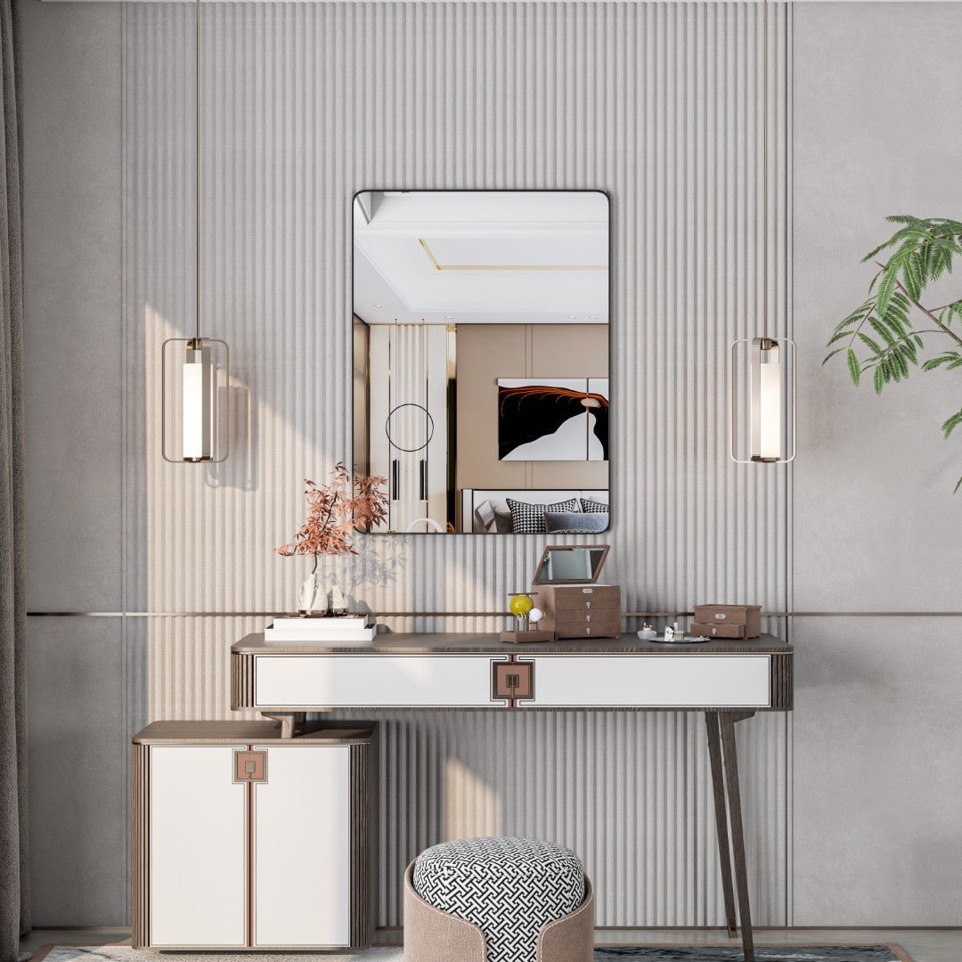 Eviva Harmony 30" x 40" Rectangular Black Metal Framed Mirror - Mirror by Eviva