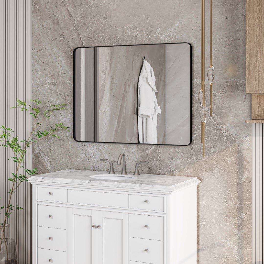 Eviva Harmony 30" x 40" Rectangular Black Metal Framed Mirror - Mirror by Eviva