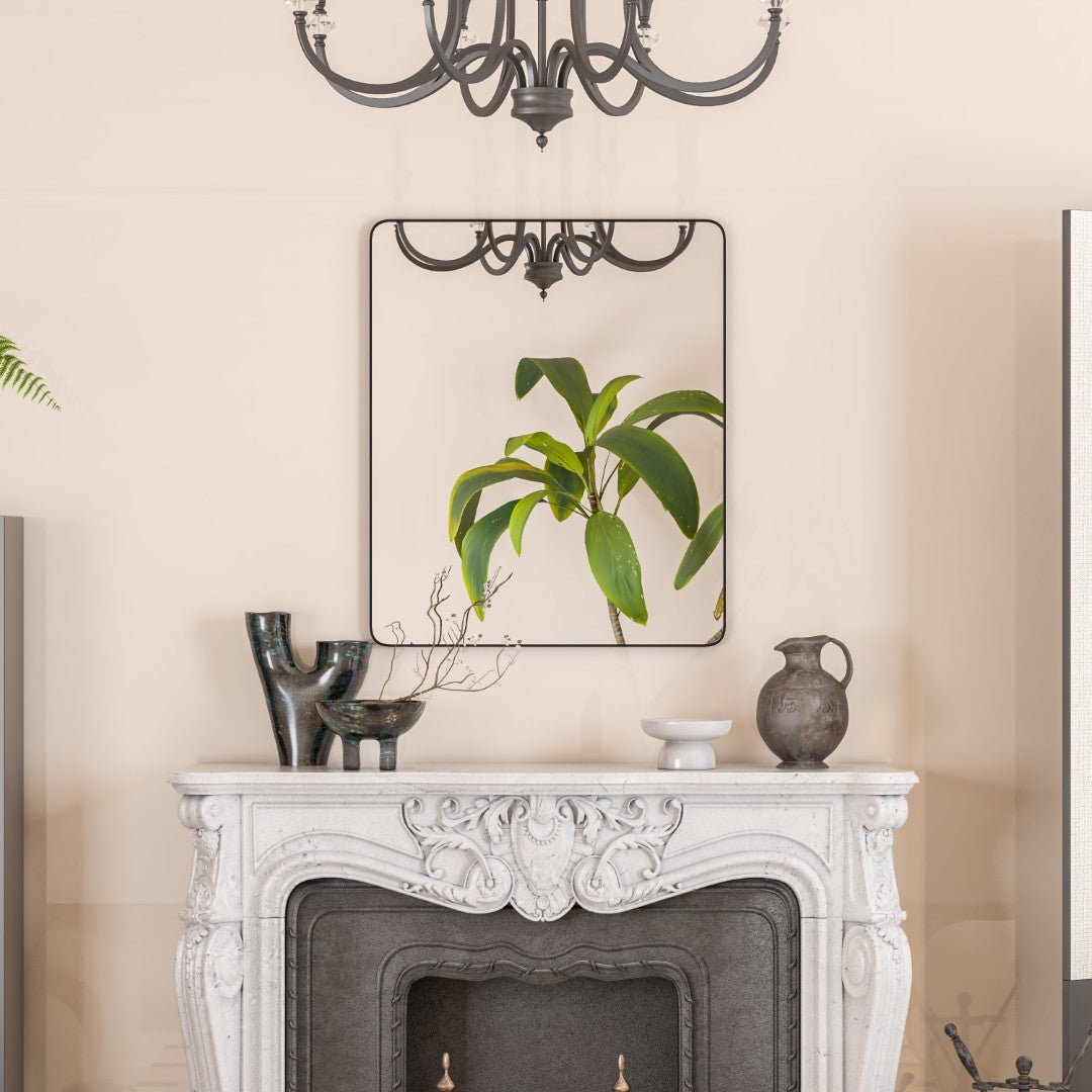 Eviva Harmony 36" x 30" Rectangular Black Metal Framed Mirror - Mirror by Eviva