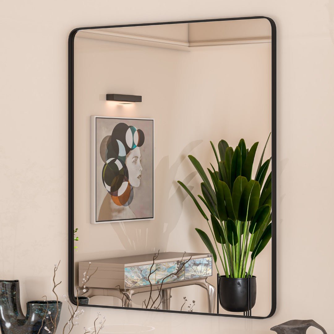 Eviva Harmony 36" x 30" Rectangular Black Metal Framed Mirror - Mirror by Eviva