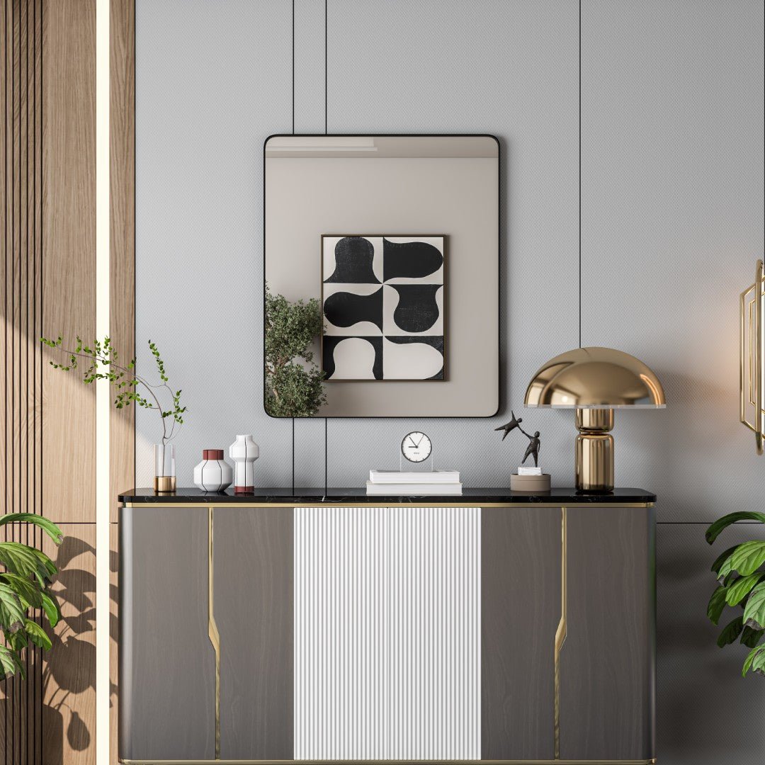 Eviva Harmony 36" x 30" Rectangular Black Metal Framed Mirror - Mirror by Eviva