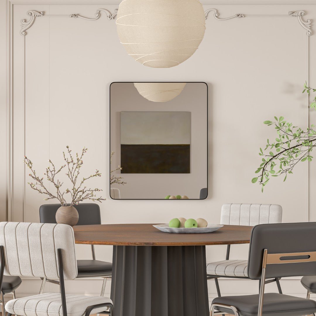 Eviva Harmony 36" x 30" Rectangular Black Metal Framed Mirror - Mirror by Eviva