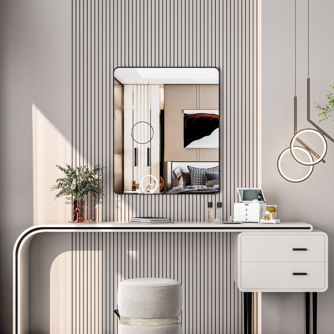 Eviva Harmony 36" x 30" Rectangular Black Metal Framed Mirror - Mirror by Eviva