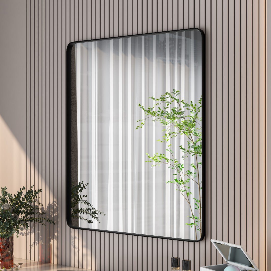 Eviva Harmony 36" x 30" Rectangular Black Metal Framed Mirror - Mirror by Eviva
