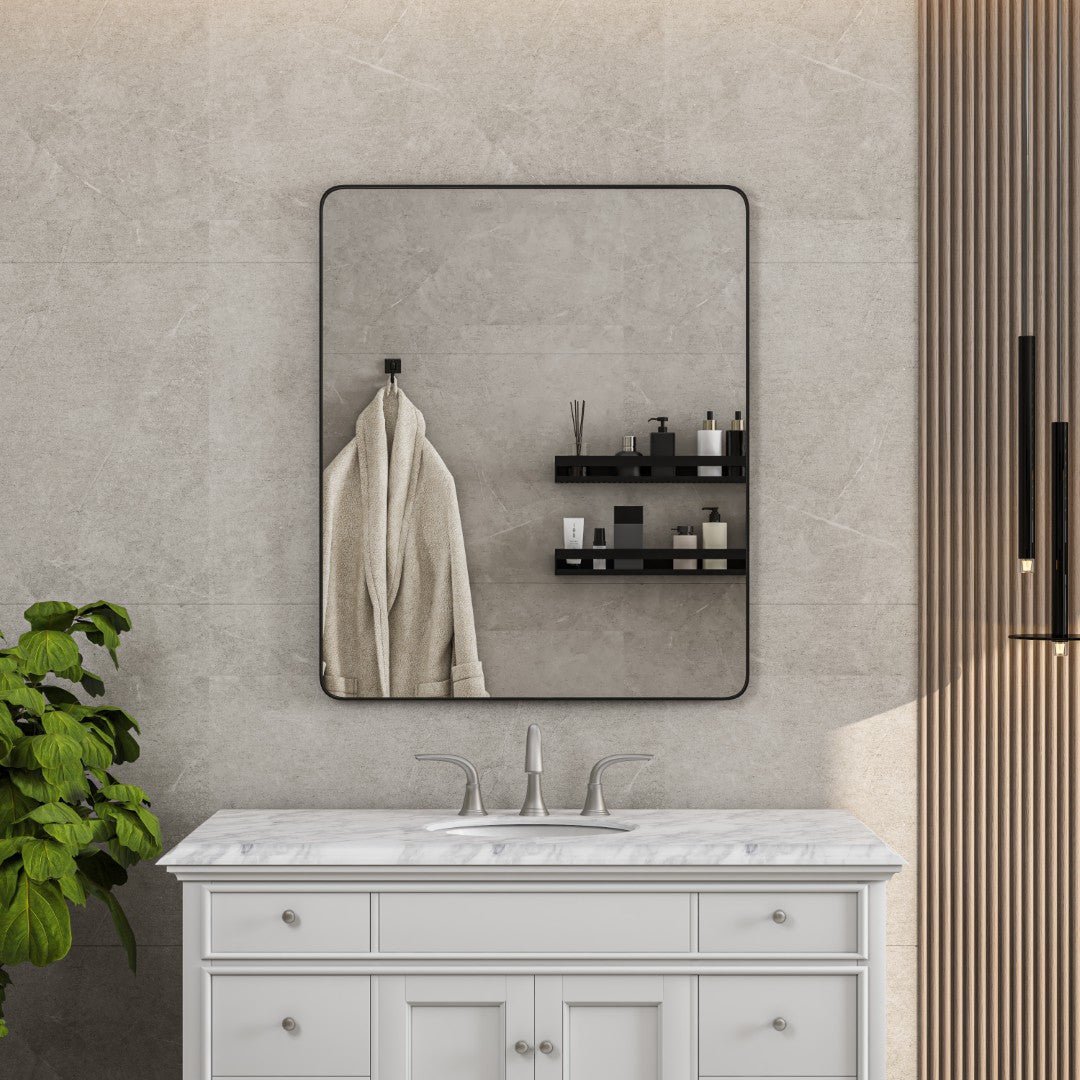Eviva Harmony 36" x 30" Rectangular Black Metal Framed Mirror - Mirror by Eviva