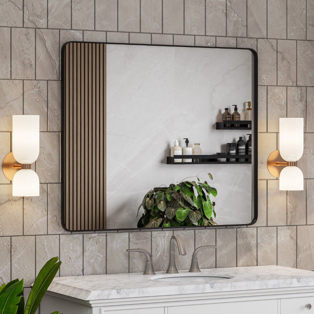 Eviva Harmony 36" x 30" Rectangular Black Metal Framed Mirror - Mirror by Eviva