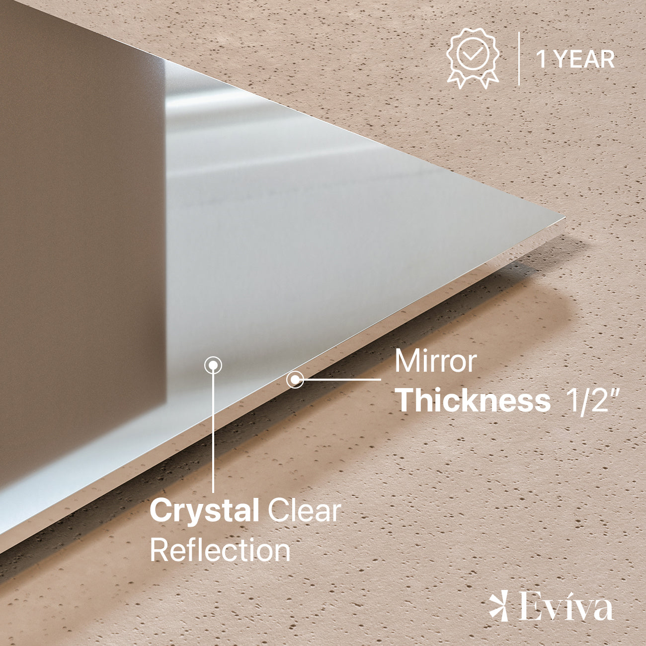 Eviva Sleek 42" x 30" Rectangular Frameless Mirror