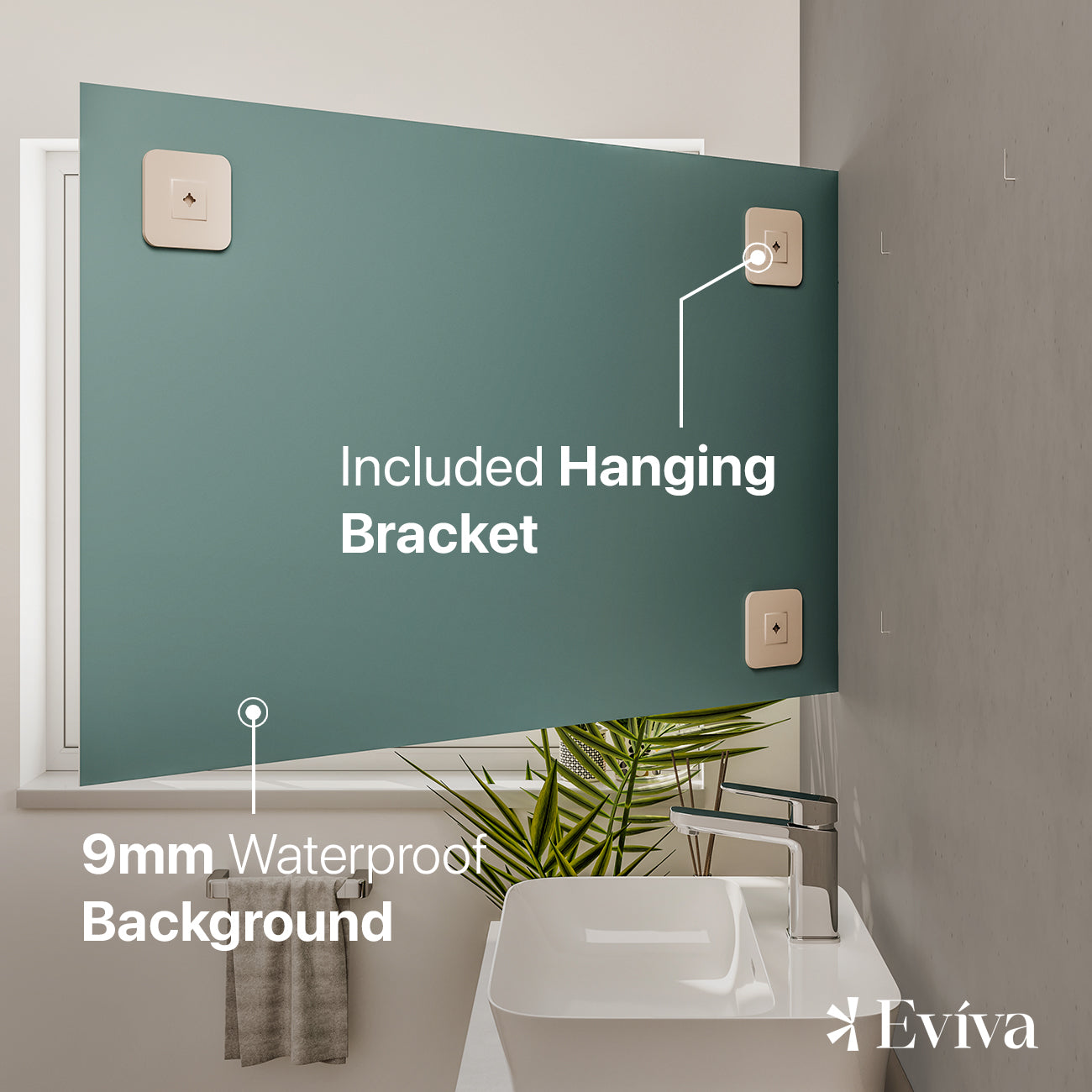 Eviva Sleek 42" x 30" Rectangular Frameless Mirror