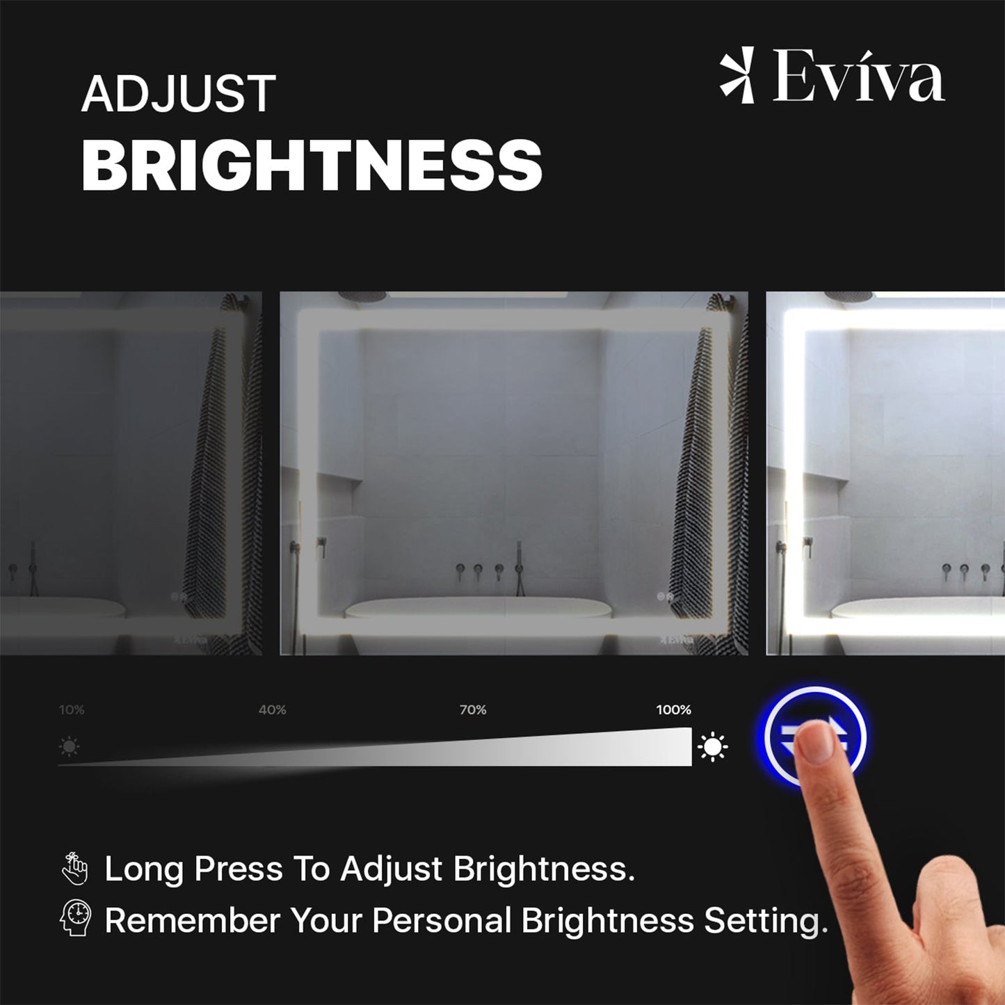 Eviva LED Bathroom Mirror with Lights and Anti Fog for Shower