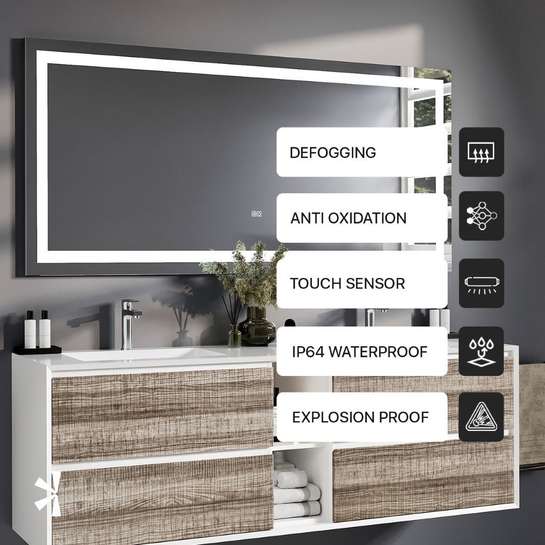 Eviva Lite 60" x 30" Rectangular Frameless Mirror - Mirror by Eviva