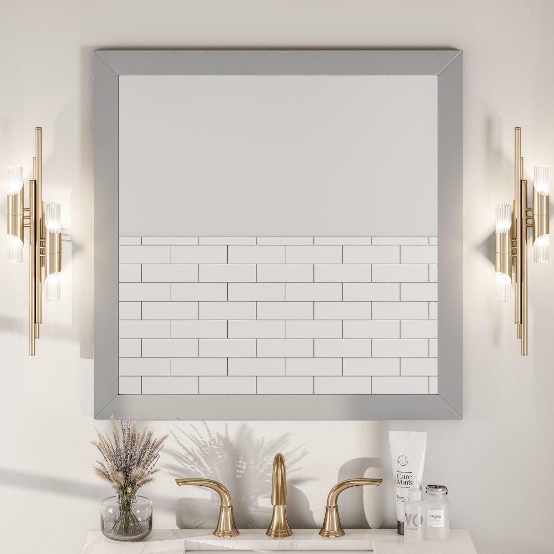 Eviva Aberdeen 30" x 30" Square Gray Wooden Framed Mirror - Mirror by Eviva