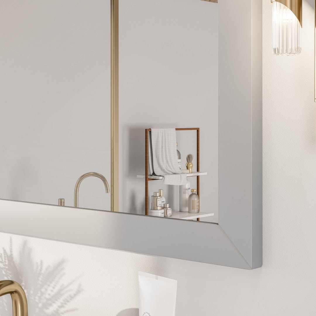 Eviva Aberdeen 30" x 30" Square Gray Wooden Framed Mirror - Mirror by Eviva