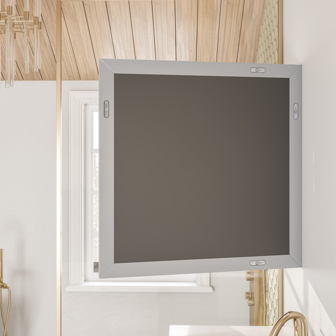 Eviva Aberdeen 30" x 30" Square Gray Wooden Framed Mirror - Mirror by Eviva