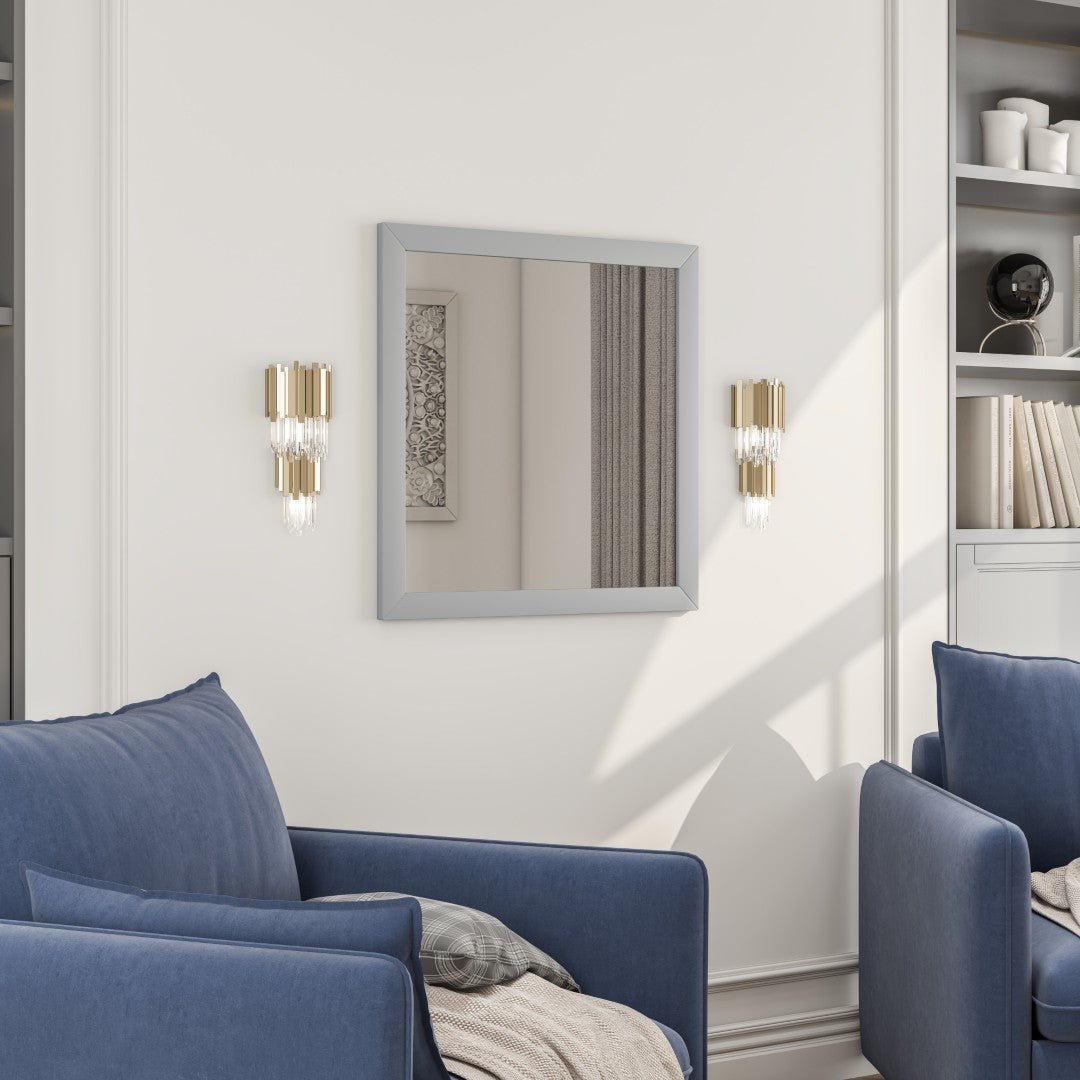 Eviva Aberdeen 30" x 30" Square Gray Wooden Framed Mirror - Mirror by Eviva