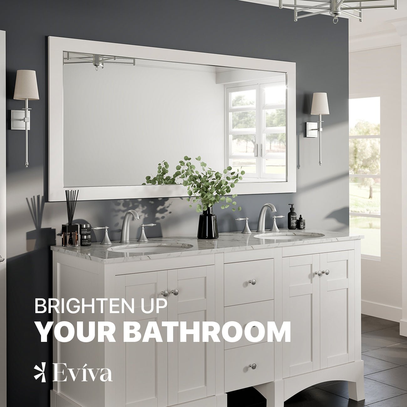 Eviva Aberdeen 72" x 30" Rectangular White Wooden Framed Mirror - Mirror by Eviva