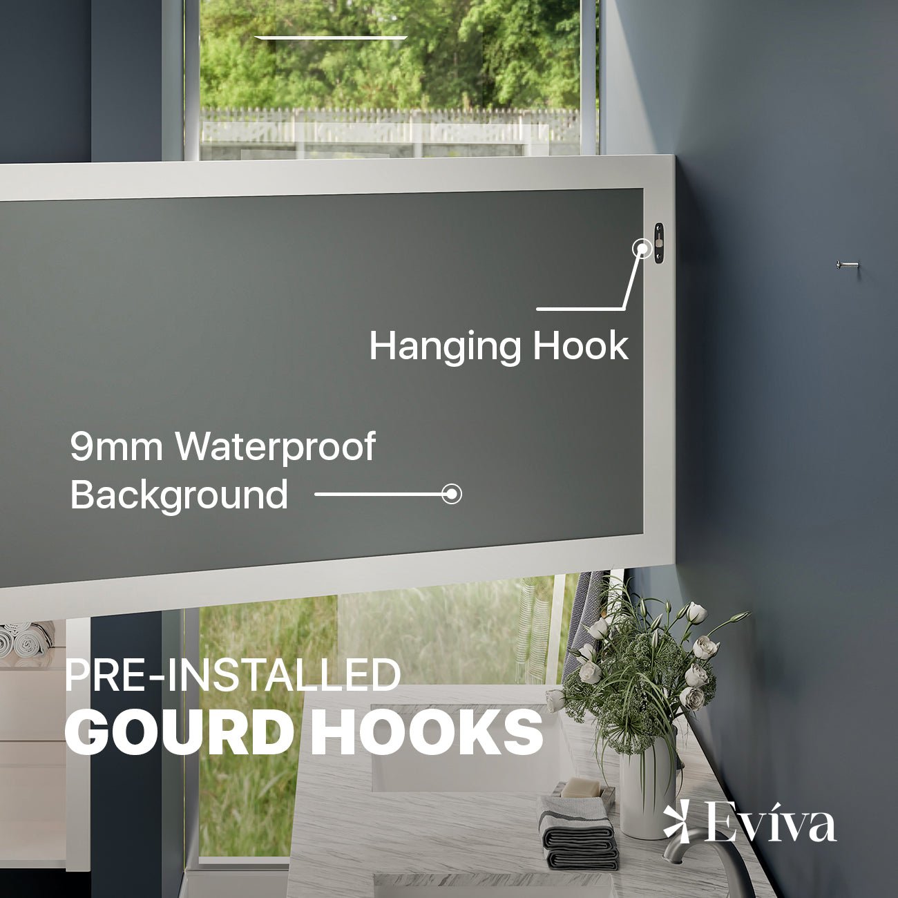Eviva Aberdeen 72" x 30" Rectangular White Wooden Framed Mirror - Mirror by Eviva