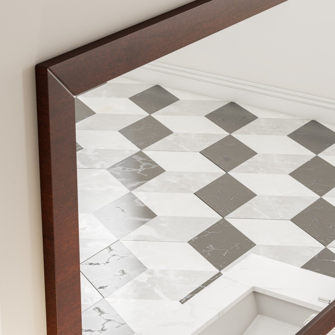 Eviva New York 48" x 30" Rectangular Brown Wooden Framed Mirror - Mirror by Eviva