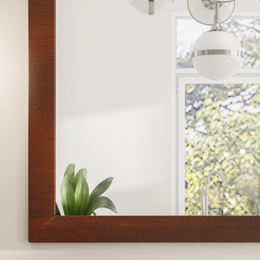 Eviva New York 48" x 30" Rectangular Brown Wooden Framed Mirror - Mirror by Eviva