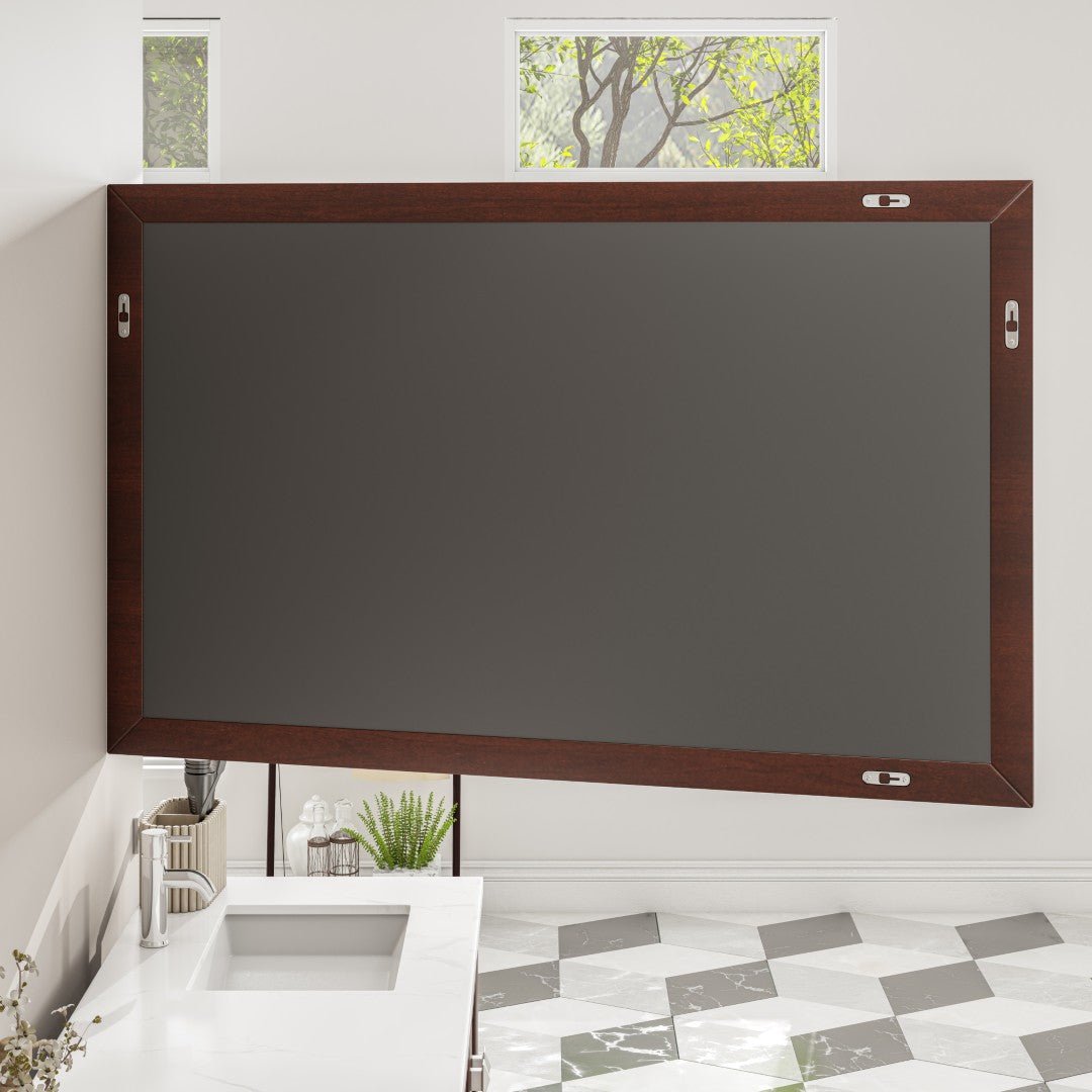 Eviva New York 48" x 30" Rectangular Brown Wooden Framed Mirror - Mirror by Eviva