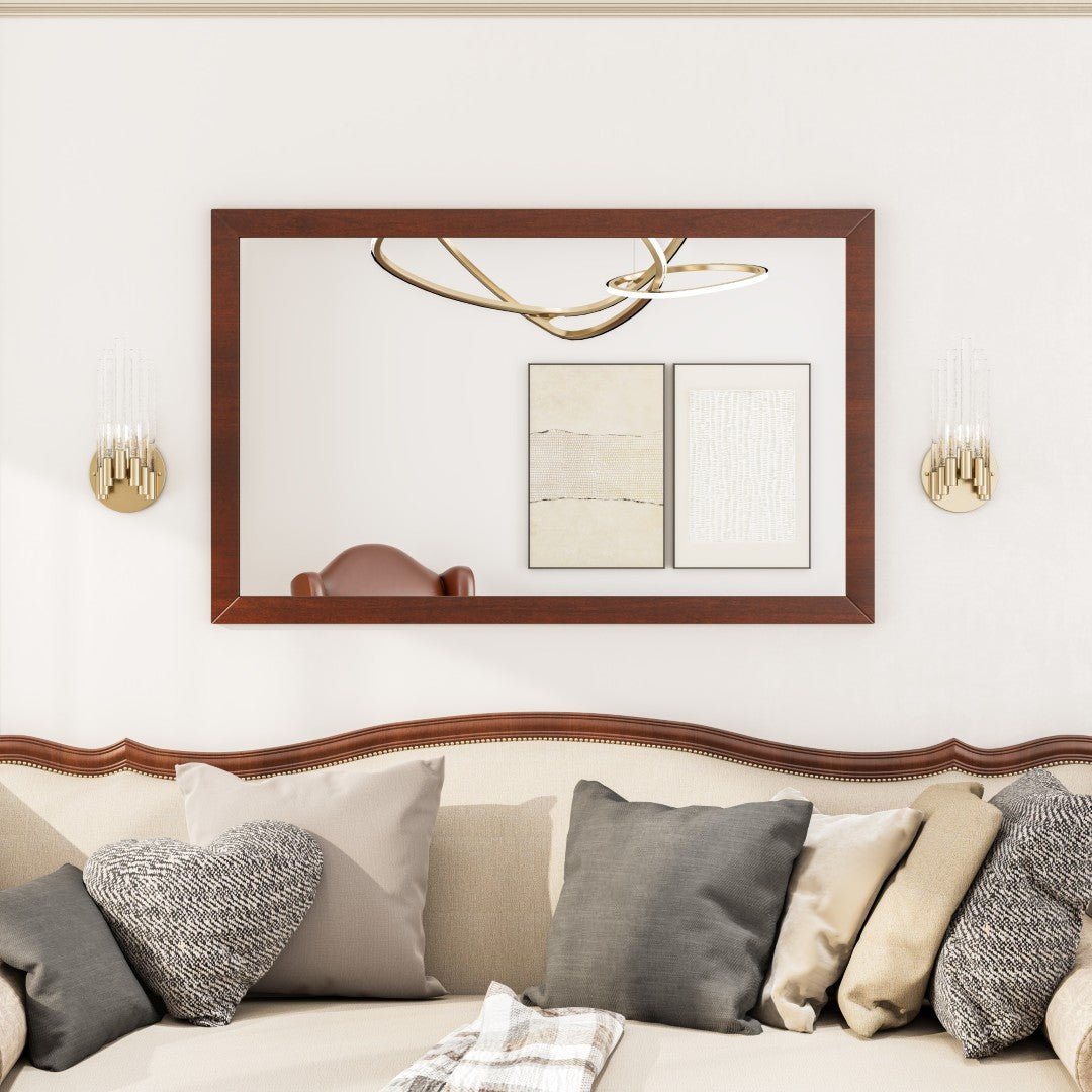 Eviva New York 48" x 30" Rectangular Brown Wooden Framed Mirror - Mirror by Eviva
