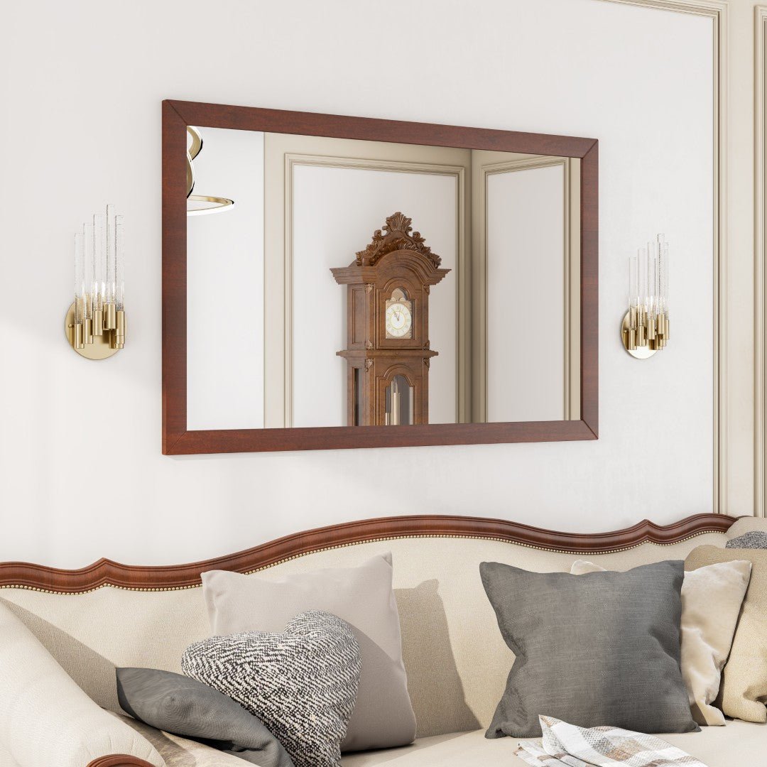 Eviva New York 48" x 30" Rectangular Brown Wooden Framed Mirror - Mirror by Eviva