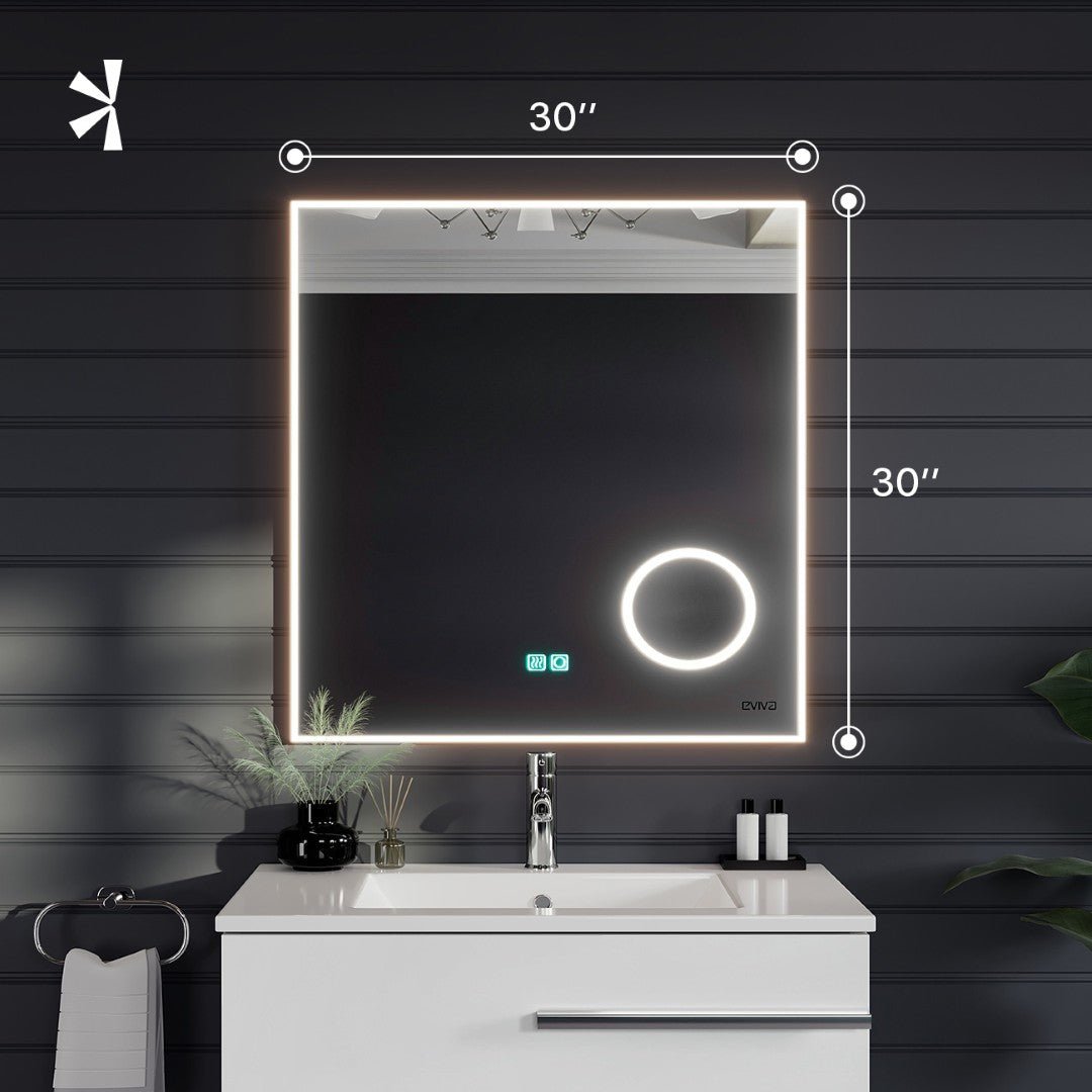Eviva Illuminate 30" x 30" Square Chrome Aluminum Framed Mirror - Mirror by Eviva
