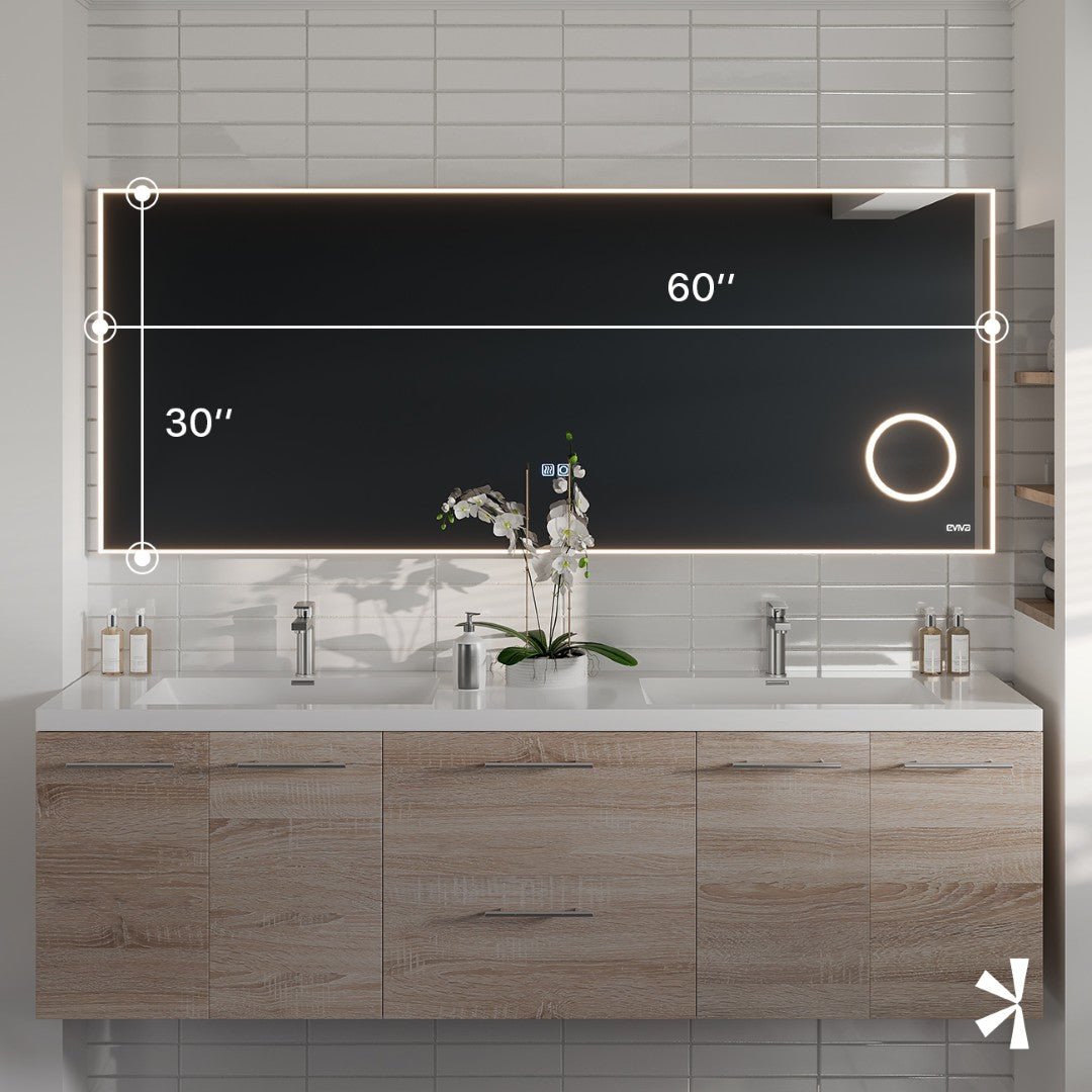 Eviva Illuminate 60" x 30" Rectangular Chrome Aluminum Framed Mirror - Mirror by Eviva
