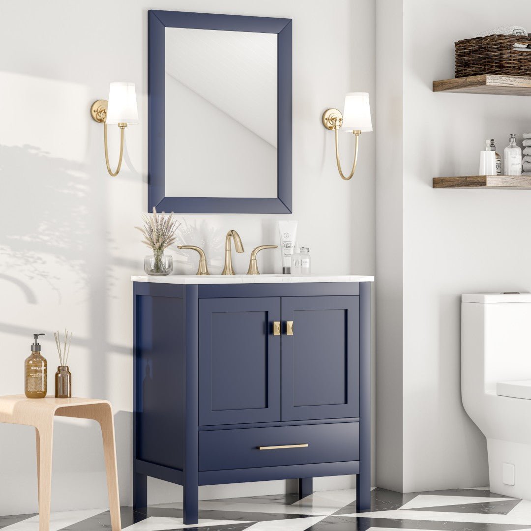 Eviva Acclaim 24" x 30" Rectangular Blue Wooden Framed Mirror - Mirror by Eviva