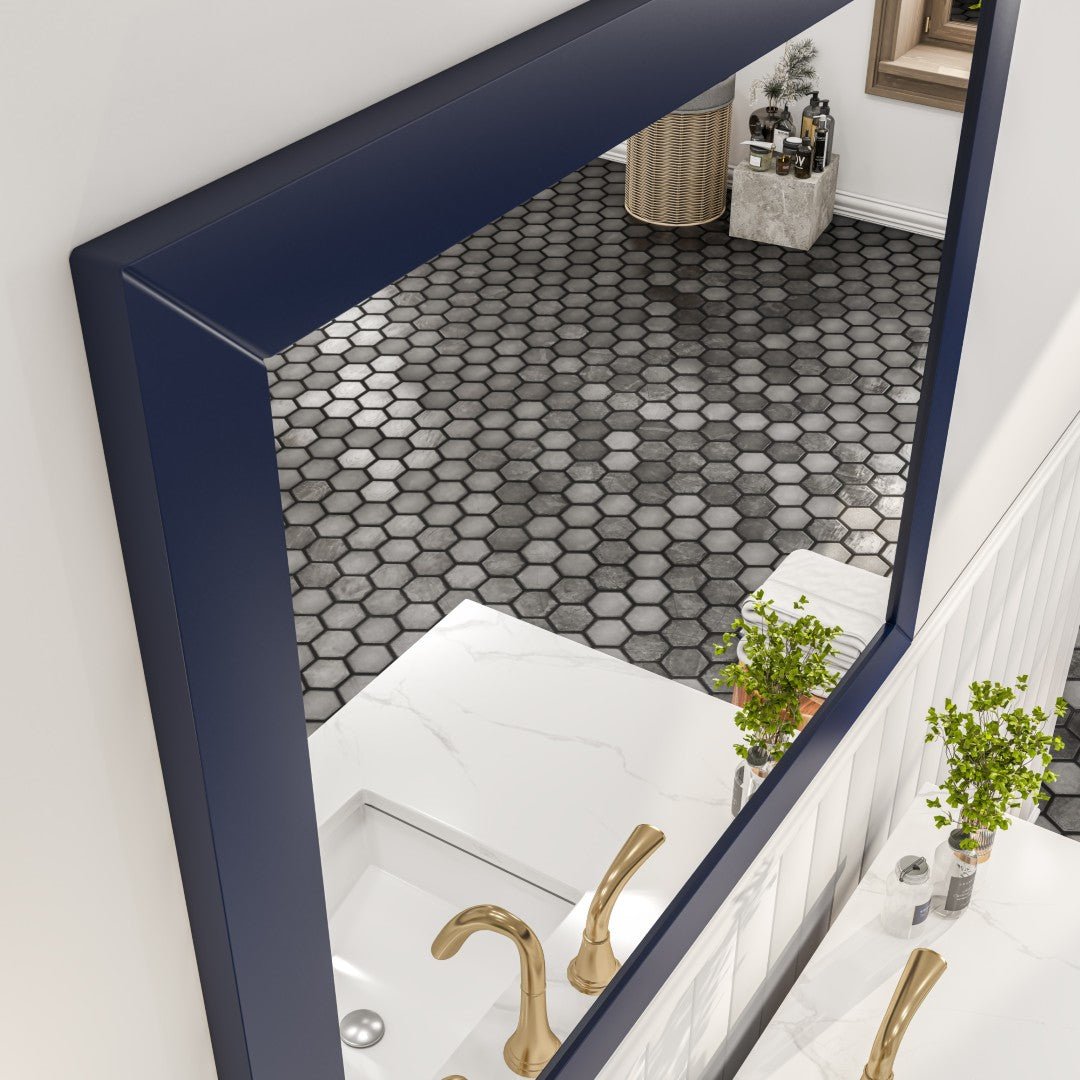 Eviva Acclaim 36" x 30" Rectangular Blue Wooden Framed Mirror - Mirror by Eviva