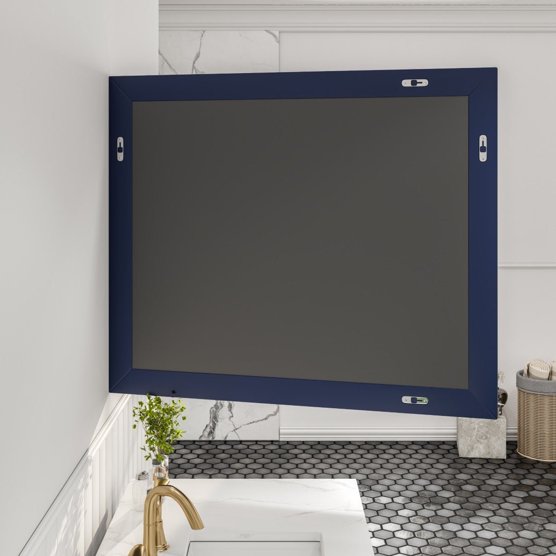 Eviva Acclaim 36" x 30" Rectangular Blue Wooden Framed Mirror - Mirror by Eviva