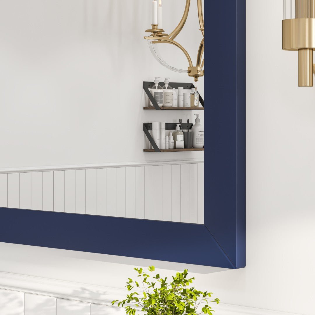 Eviva Acclaim 36" x 30" Rectangular Blue Wooden Framed Mirror - Mirror by Eviva