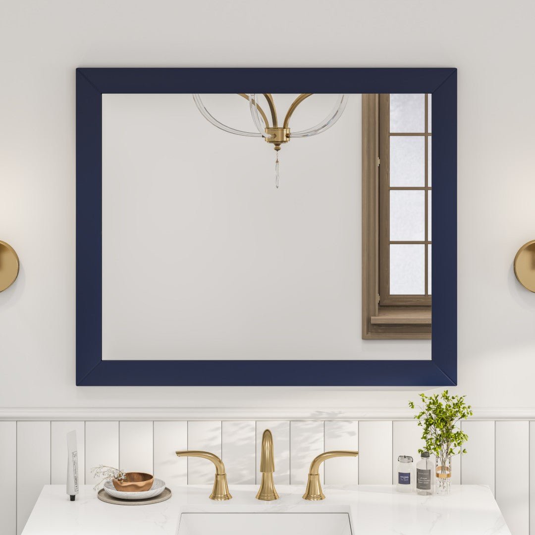 Eviva Acclaim 36" x 30" Rectangular Blue Wooden Framed Mirror - Mirror by Eviva