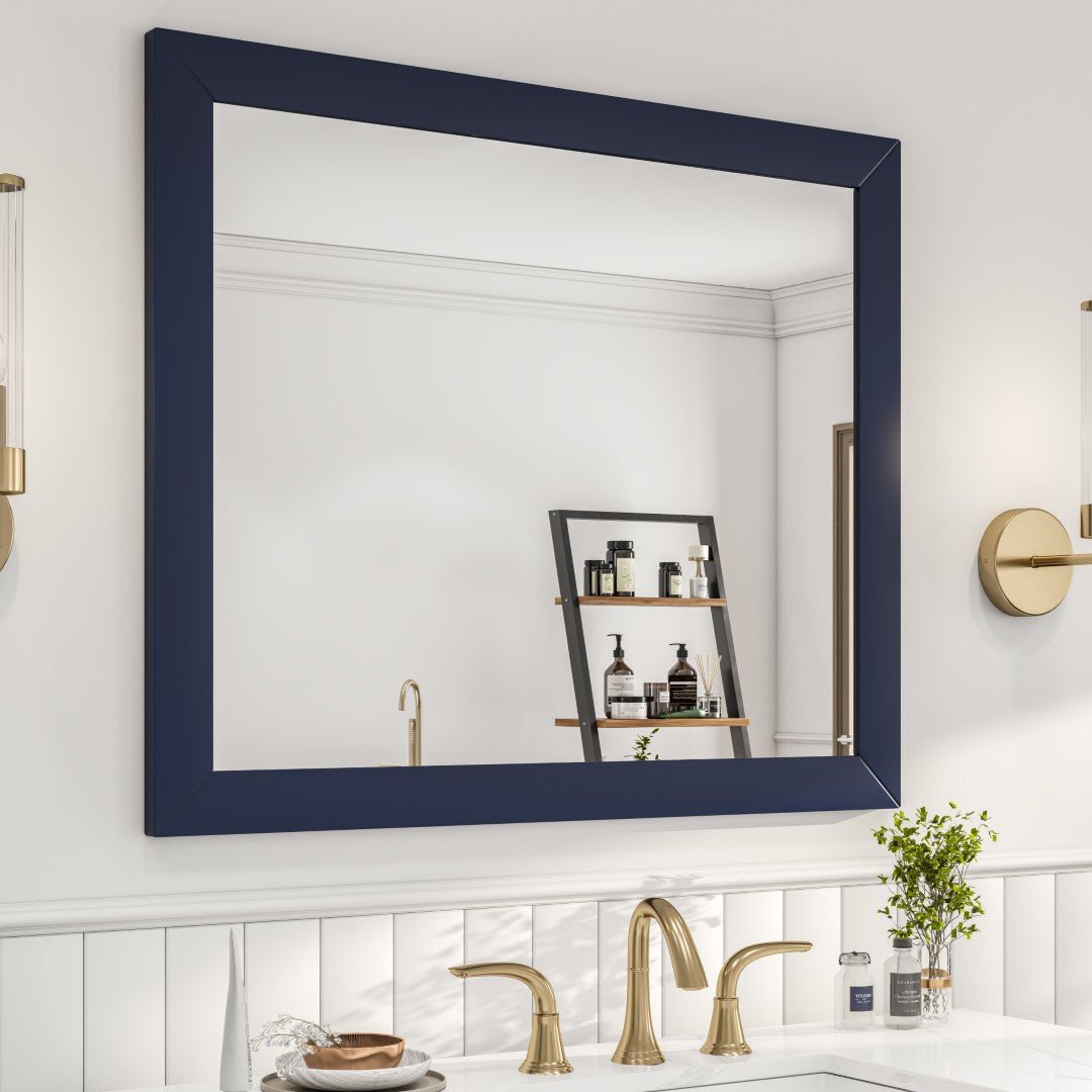 Eviva Acclaim 36" x 30" Rectangular Blue Wooden Framed Mirror - Mirror by Eviva