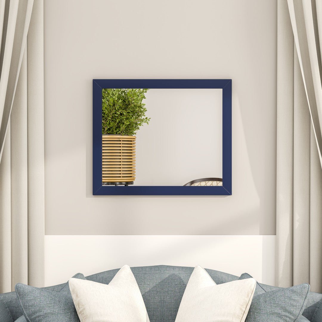 Eviva Acclaim 36" x 30" Rectangular Blue Wooden Framed Mirror - Mirror by Eviva