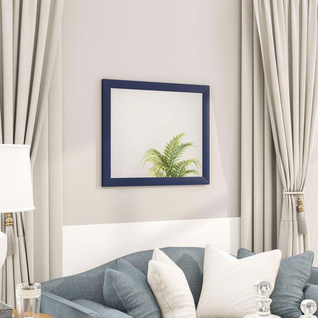Eviva Acclaim 36" x 30" Rectangular Blue Wooden Framed Mirror - Mirror by Eviva