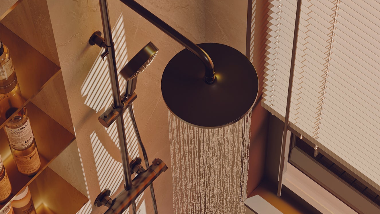 Eviva Bianca Black Powder Coated Thermostatic Round Shower.