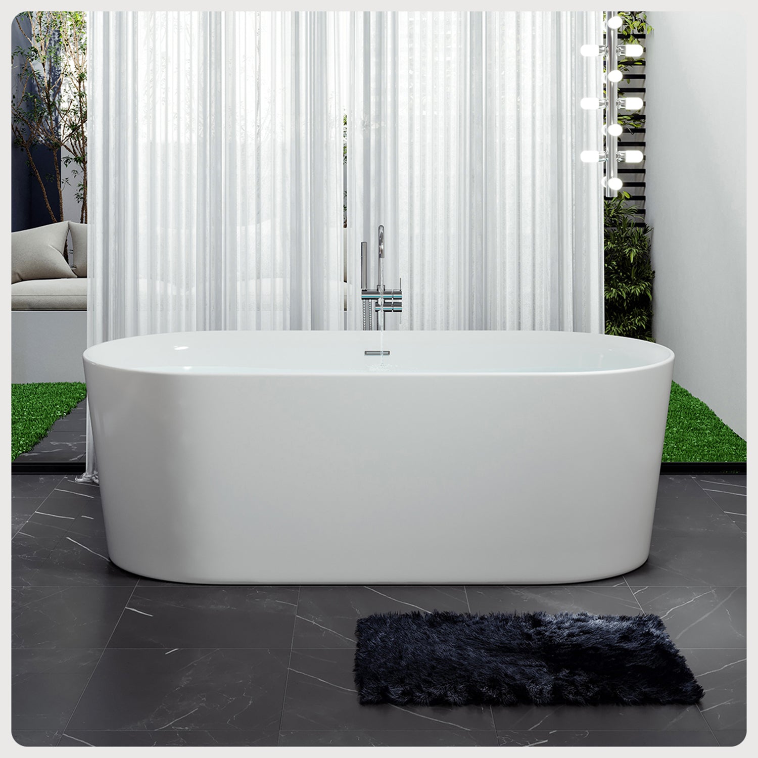 Eviva Rejoice Acrylic 60 Inch Freestanding Bathtub In White