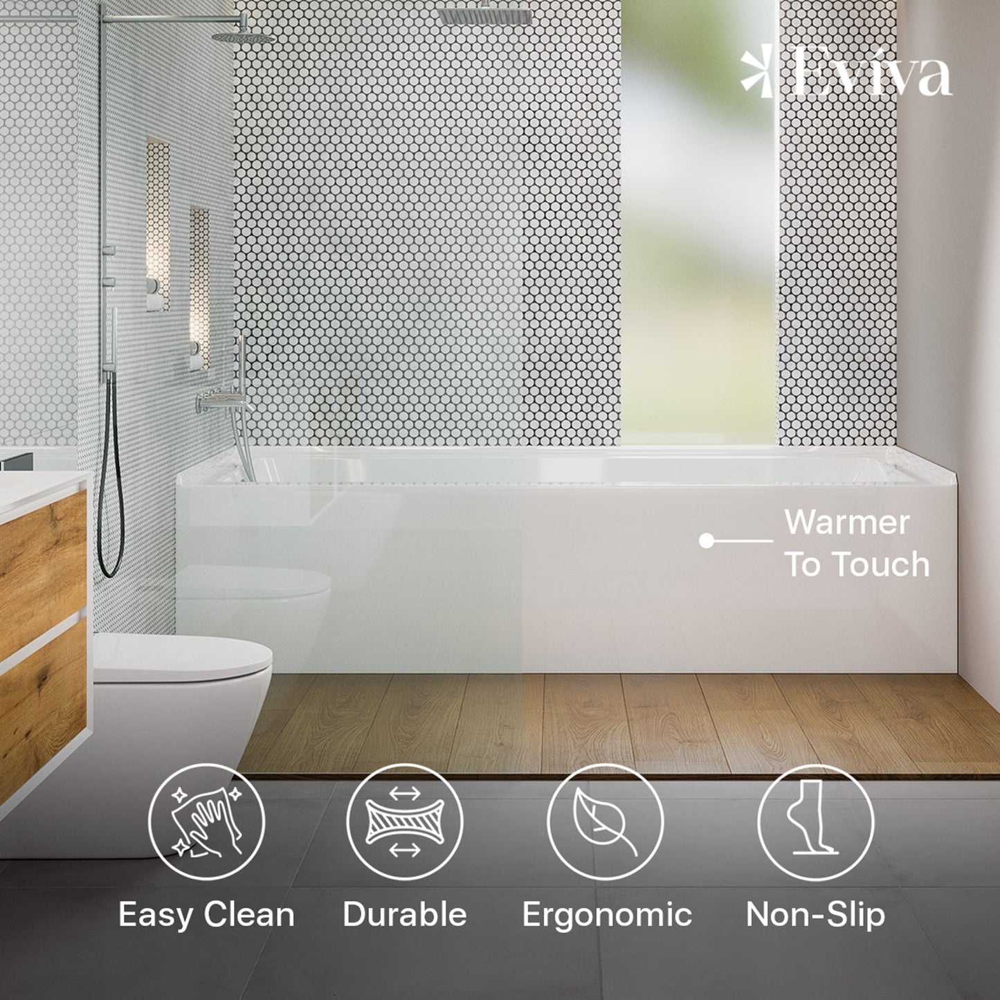 Eviva Nova Alcove 60 in. Acrylic Bathtub with Left Hand Drain